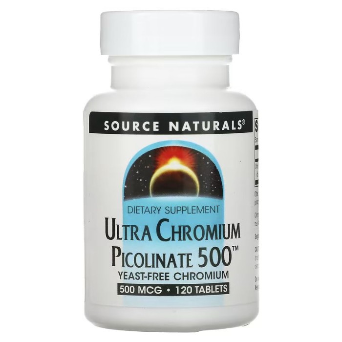 Вітаміни та мінерали Source Naturals Ultra Chromium Picolinate 500 mcg, 120 таблеток