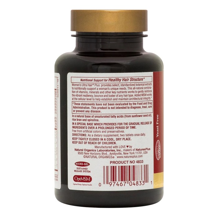 Вітаміни та мінерали Natures Plus Ultra Hair Women's, 60 таблеток
