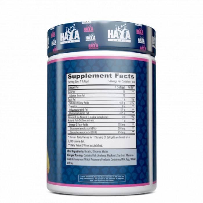 Жирні кислоти Haya Labs Ultra Omega 3, 180 капсул