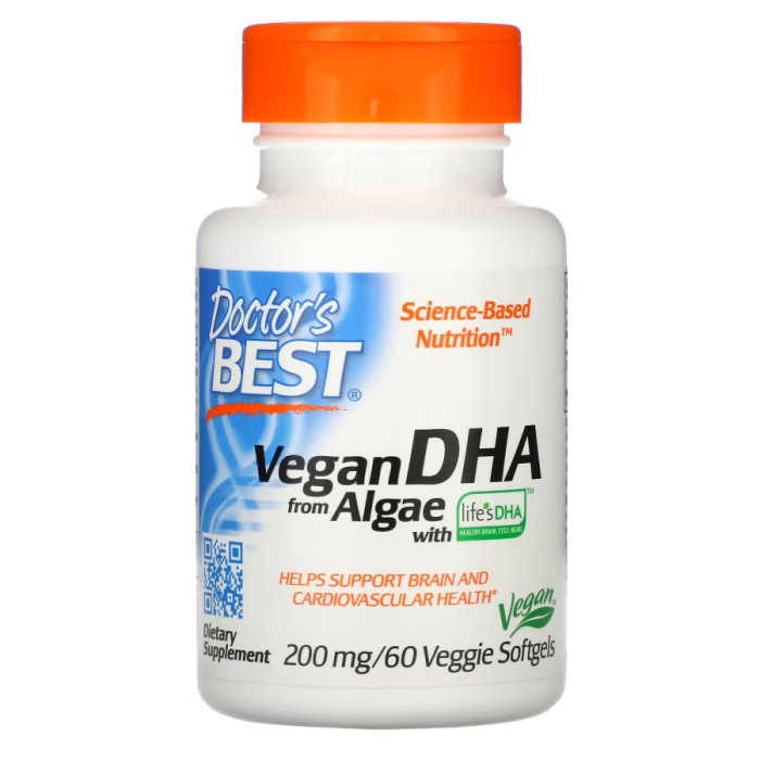 Жирні кислоти Doctor's Best Vegan DHA from Algae, 60 вегакапсул