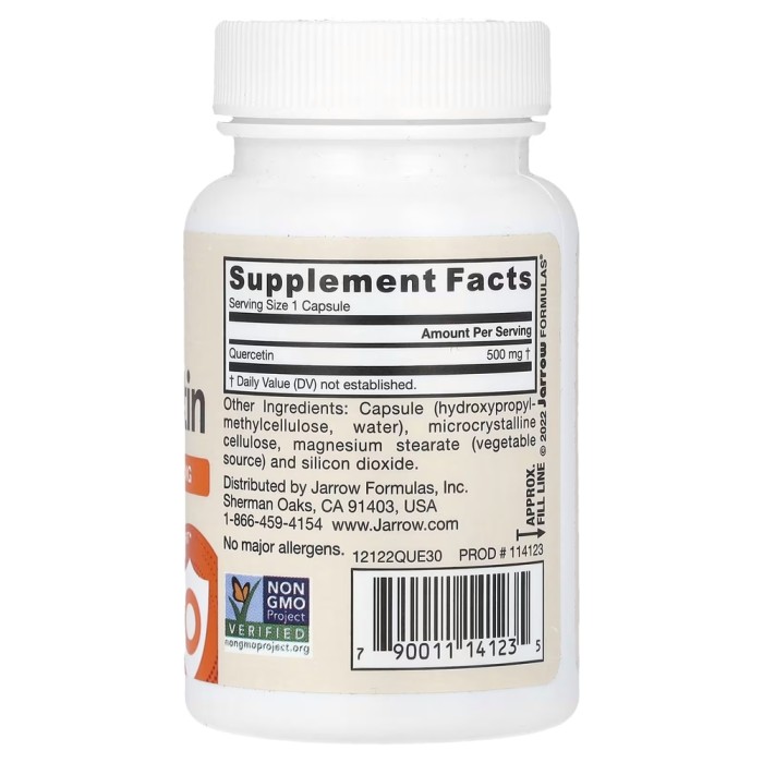 Натуральна добавка Jarrow Formulas Quercetin 500 mg, 30 вегакапсул