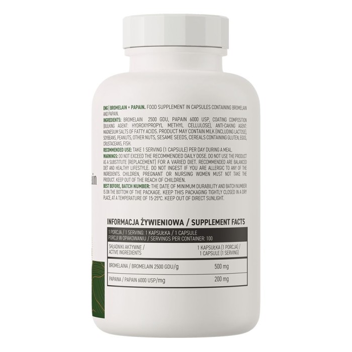 Натуральна добавка OstroVit Vege Bromelain + Papain, 100 вегакапсул