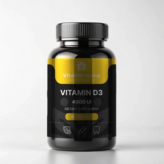Вітаміни та мінерали VitalHarmony Vitamin D3 4000 UI, 90 капсул