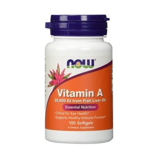 Вітаміни та мінерали NOW Vitamin A 25000 IU, 100 капсул