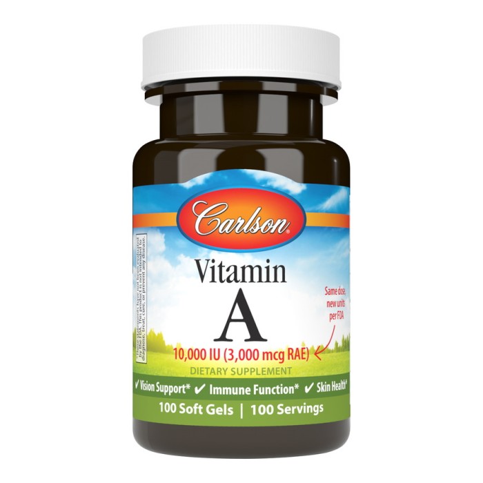 Вітаміни та мінерали Carlson Labs Vitamin A 10000 IU, 100 капсул