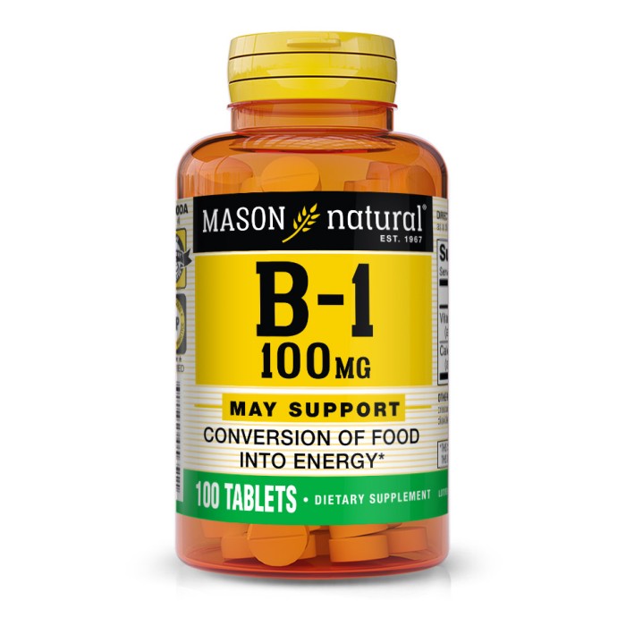 Вітаміни та мінерали Mason Natural Vitamin B1 100 mg, 100 таблеток