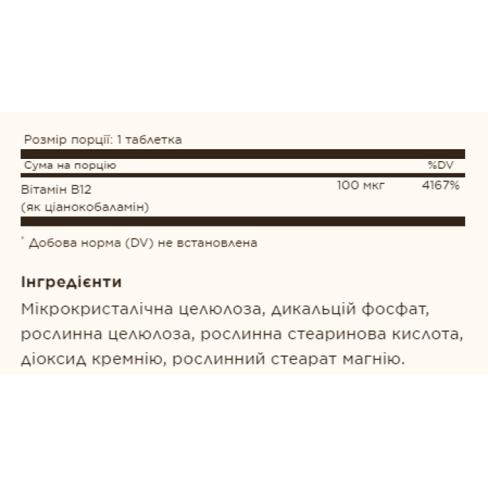 Вітамін B12 100 мкг - 100 таблеток