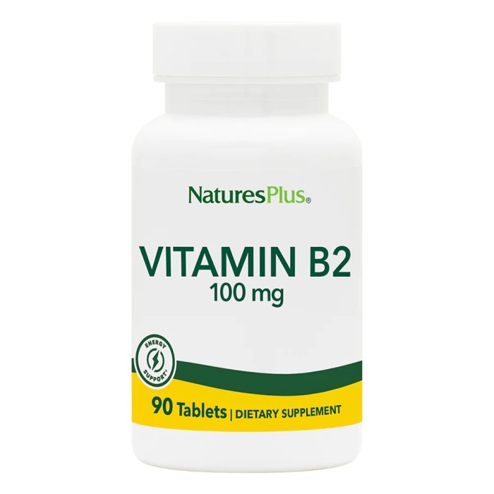 Вітаміни та мінерали Natures Plus Vitamin B2 100 mg, 90 таблеток
