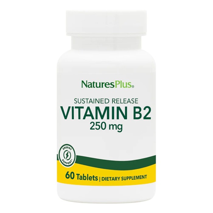 Витамины и минералы Natures Plus Vitamin B2 250 mg, 60 таблеток
