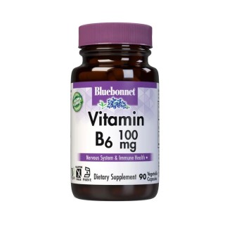Вітаміни та мінерали Bluebonnet Vitamin B6 100 mg, 90 вегакапсул