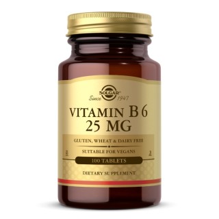 Вітаміни та мінерали Solgar Vitamin B6 25 mg, 100 таблеток
