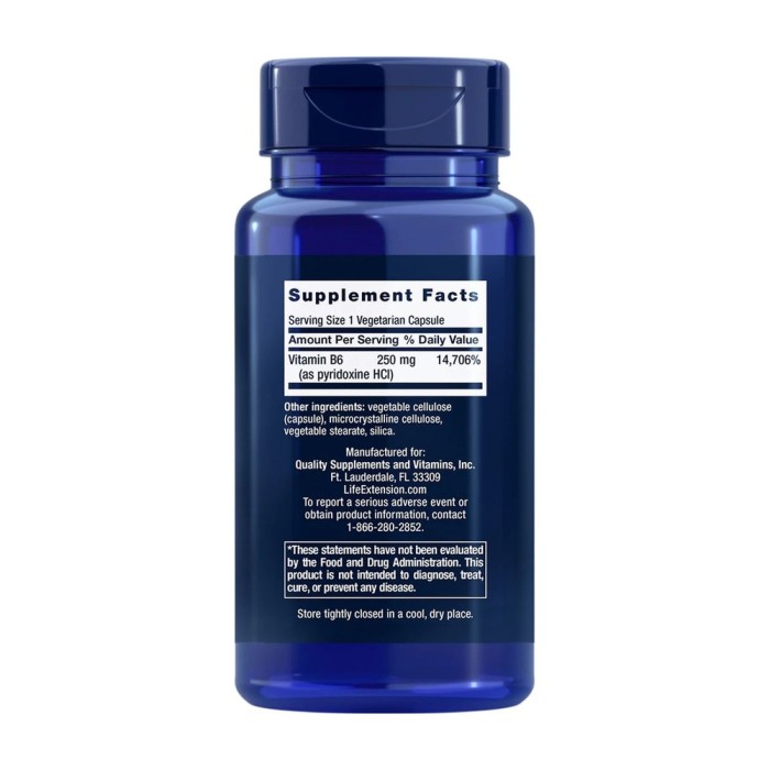 Вітаміни та мінерали Life Extension Vitamin B6 250 mg, 100 вегакапсул