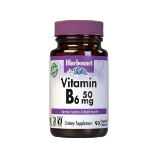Вітаміни та мінерали Bluebonnet Vitamin B6 50 mg, 90 вегакапсул