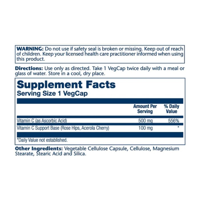Витамин С с шиповником и ацеролой, замедленного высвобождения 500 мг - 100 растительных капсул