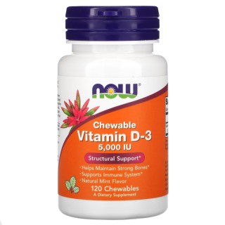 Вітаміни та мінерали NOW Vitamin D3 5000 IU, 120 жувальних таблеток