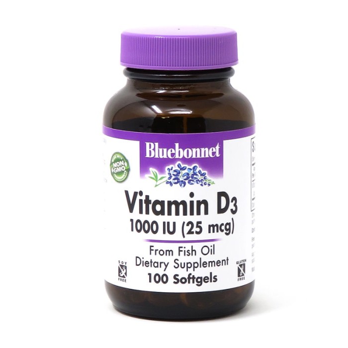 Витамины и минералы Bluebonnet Nutrition Vitamin D3 1000IU, 100 капсул