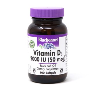 Вітаміни та мінерали Bluebonnet Nutrition Vitamin D3 2000IU, 100 капсул
