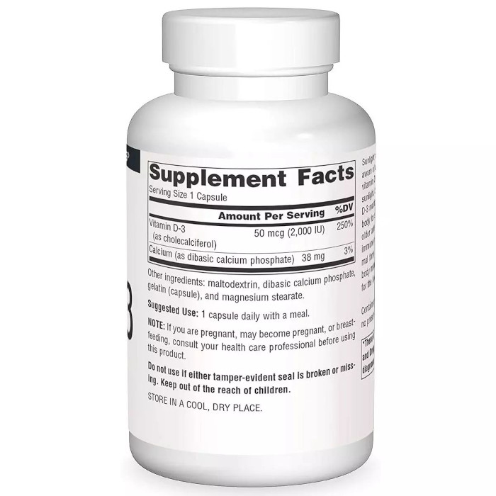 Вітаміни та мінерали Source Naturals Vitamin D3 2000 IU, 200 капсул