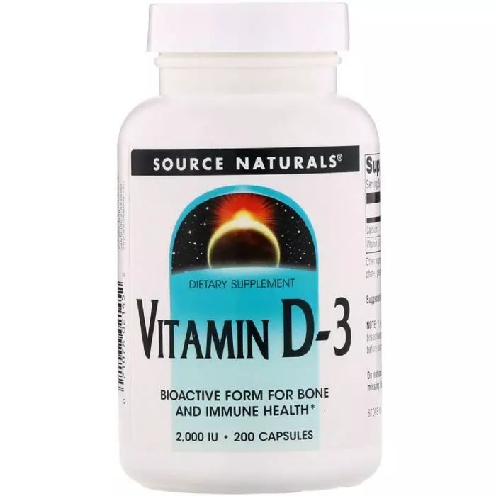 Вітаміни та мінерали Source Naturals Vitamin D3 2000 IU, 200 капсул