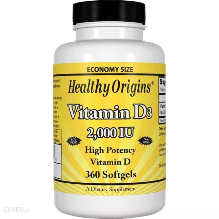 Вітаміни та мінерали Healthy Origins Vitamin D3 2000 IU, 360 капсул