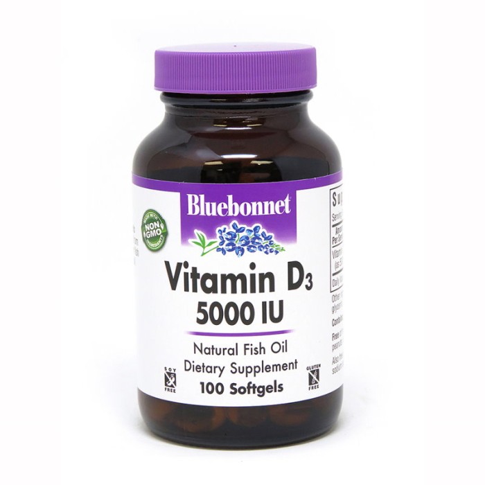 Вітаміни та мінерали Bluebonnet Nutrition Vitamin D3 5000IU, 100 капсул