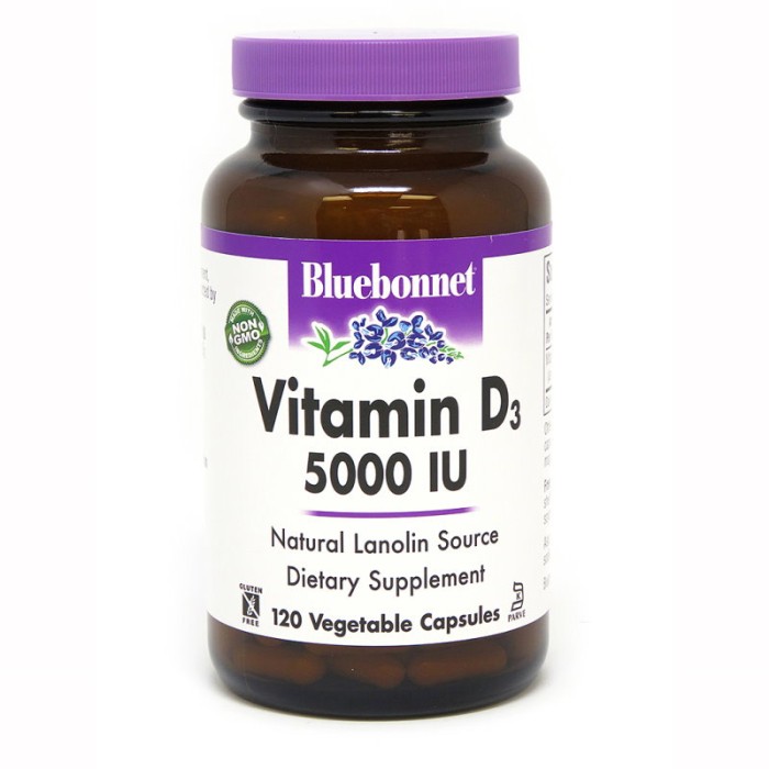 Вітаміни та мінерали Bluebonnet Nutrition Vitamin D3 5000IU, 120 вегакапсул