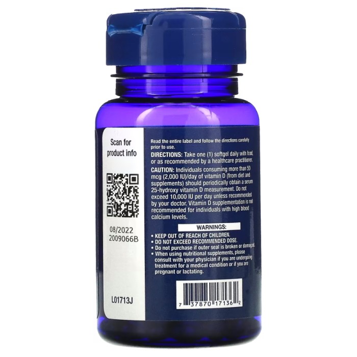 Вітаміни та мінерали Life Extension Vitamin D3 5000 IU, 60 капсул