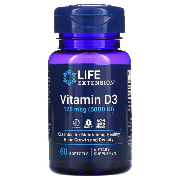 Вітаміни та мінерали Life Extension Vitamin D3 5000 IU, 60 капсул
