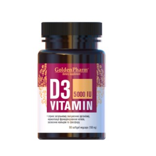 Витамины и минералы Golden Pharm Vitamin D3 5000 IU, 90 капсул