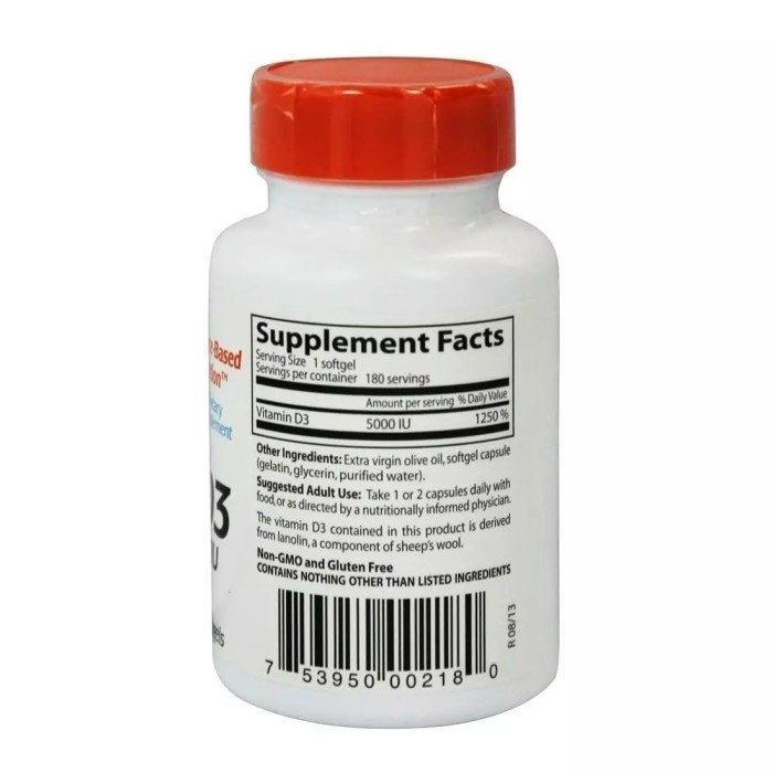Витамины и минералы Doctor's Best Vitamin D3 5000 IU, 180 вегакапсул