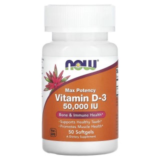 Вітаміни та мінерали NOW Vitamin D3 50000 IU, 50 капсул