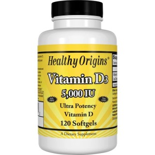 Вітаміни та мінерали Healthy Origins Vitamin D3 5000 IU, 120 капсул