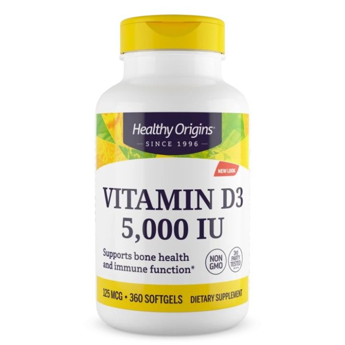 Вітаміни та мінерали Healthy Origins Vitamin D3 5000 IU, 360 капсул