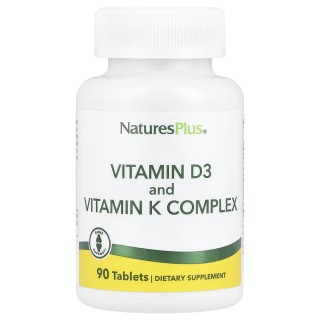 Вітаміни та мінерали Natures Plus Vit D3 + Vitamin K Complex, 90 таблеток