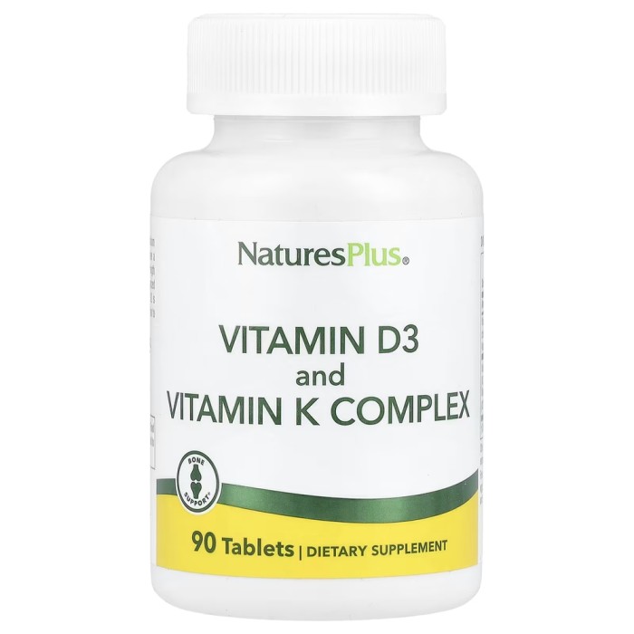 Витамины и минералы Natures Plus Vit D3+ Vitamin K Complex, 90 таблеток
