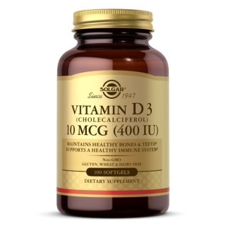 Вітаміни та мінерали Solgar Vitamin D3 10 mcg, 100 капсул