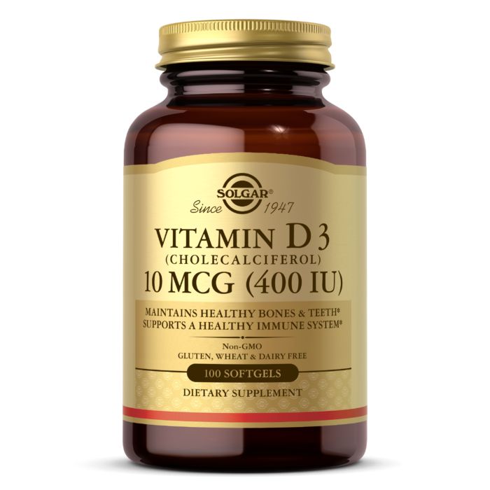 Вітаміни та мінерали Solgar Vitamin D3 10 mcg, 100 капсул
