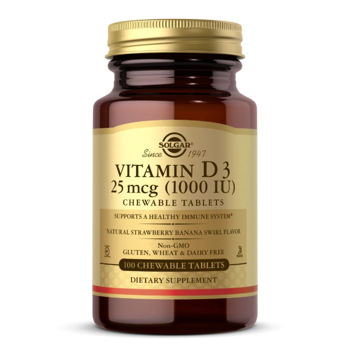 Вітаміни та мінерали Solgar Vitamin D3 25 mcg, 100 жувальних таблеток