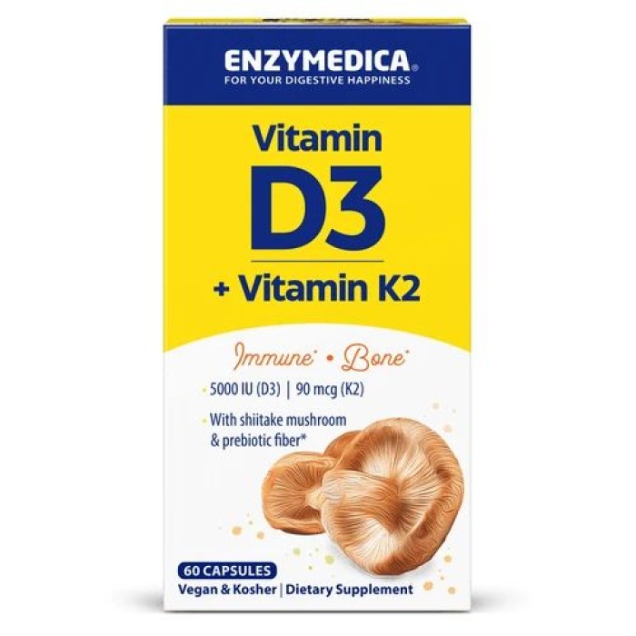 Витамины и минералы Enzymedica Vitamin D3 + Vitamin K2, 60 капсул