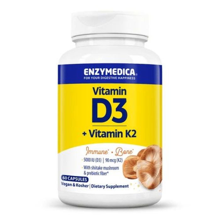 Витамины и минералы Enzymedica Vitamin D3 + Vitamin K2, 60 капсул