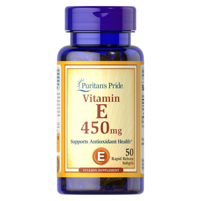 Вітаміни та мінерали Puritan's Pride Vitamin E 1000 IU (450 mg), 50 капсул