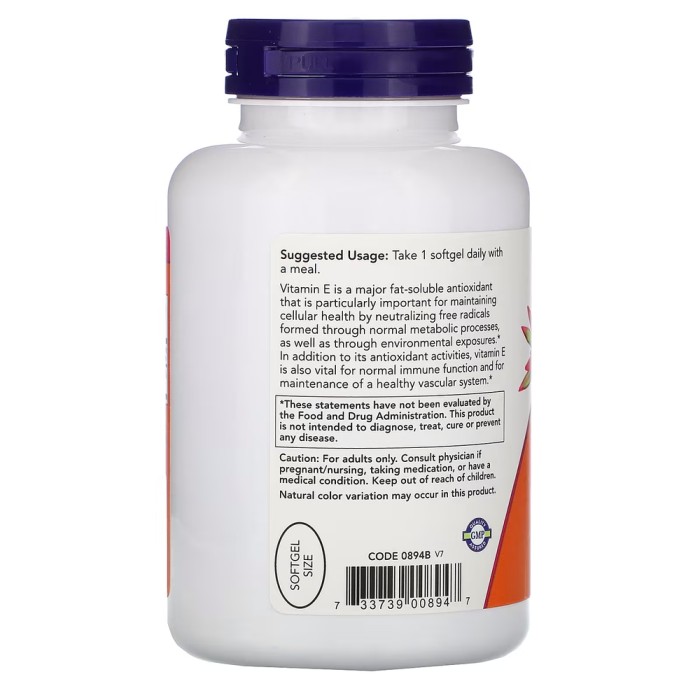 Вітаміни та мінерали NOW Vitamin E-400 D-Alpha Tocopheryl, 250 капсул