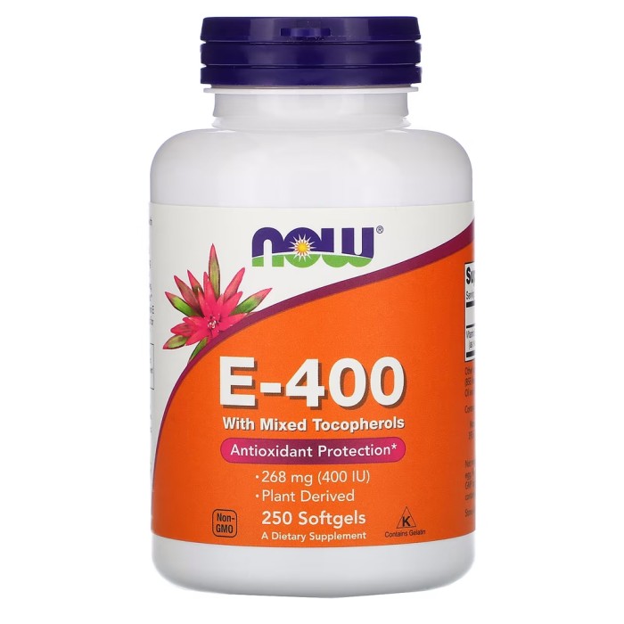 Вітаміни та мінерали NOW Vitamin E-400 D-Alpha Tocopheryl, 250 капсул