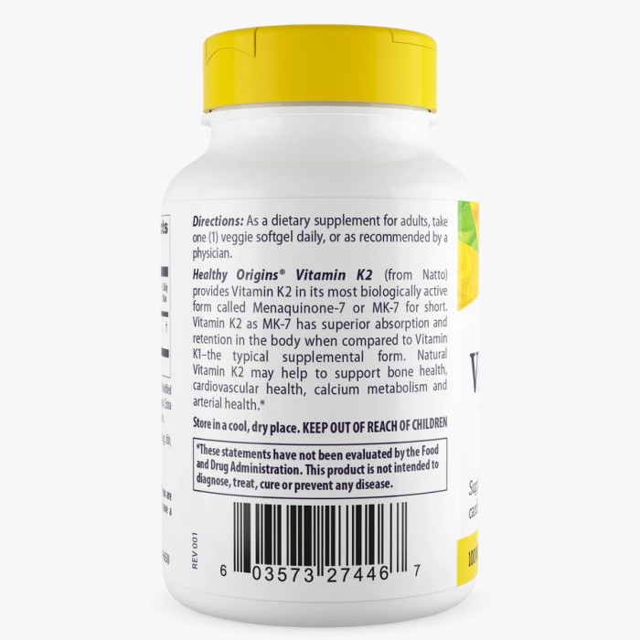 Вітаміни та мінерали Healthy Origins Vitamin K2 as MK-7 Natural 100 mcg, 180 вегакапсул