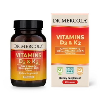Вітаміни та мінерали Dr. Mercola Vitamins D3 & K2 5000 IU, 90 капсул