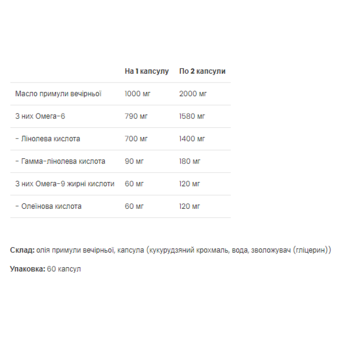 Ультра жіноча олія вечірньої примули - 60 м'яких капсул