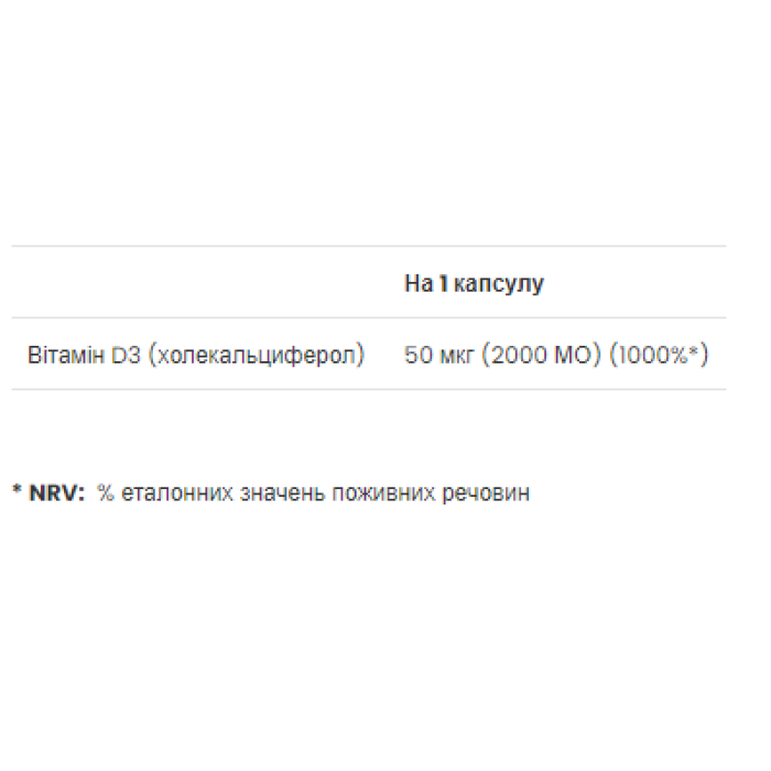 Вітамін D3 2000 МО - 180 м'яких капсул