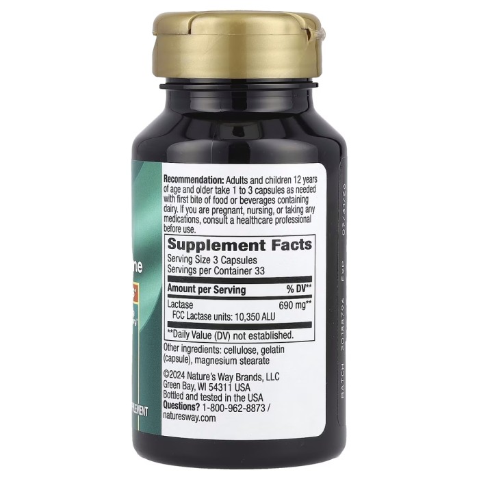 Натуральна добавка Nature's Way Lactase Enzyme, 100 капсул