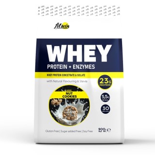 Протеин FitWin Whey Protein + Enzymes, 900 грамм Ореховое печенье