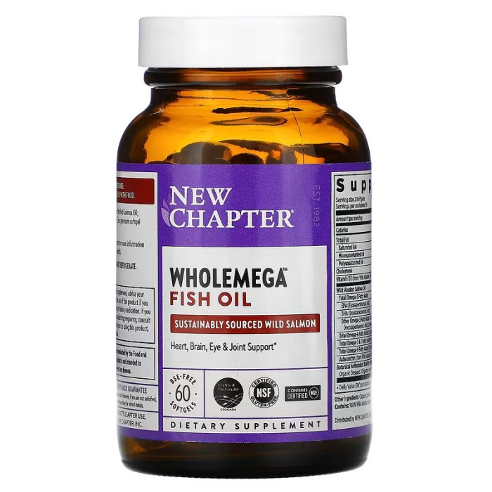 Жирні кислоти New Chapter Wholemega Fish Oil, 60 капсул